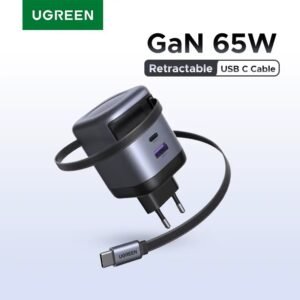 UGREEN CARGADOR NEXODE 65W CON CABLE RETRACTIL