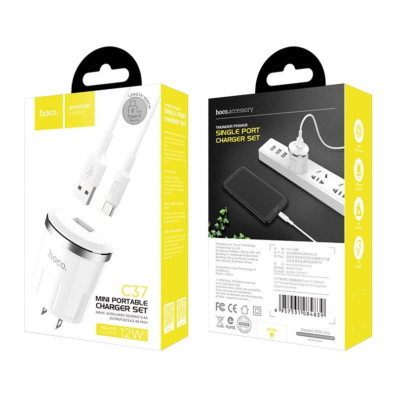 HOCO CARGADOR 18W CON CABLE LIGHTNING Y TIPO C REMATE