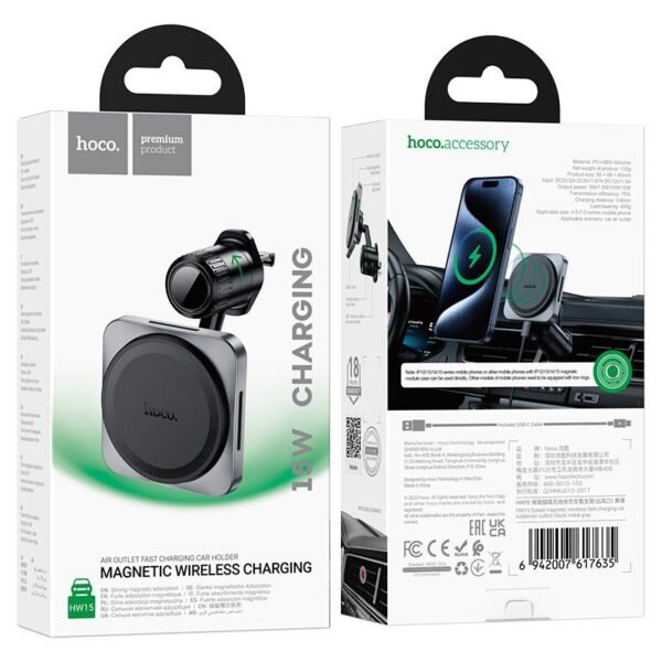 HOCO SOPORTE PARA AUTO MAGSAFE MAGNETICO CARGADOR INALAMBRICO