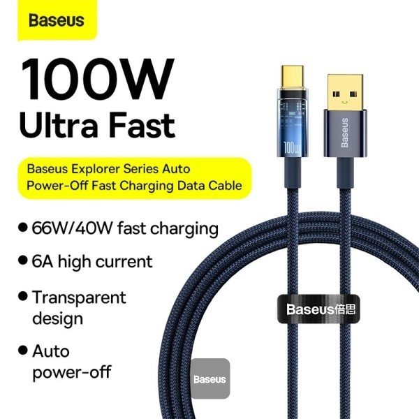 BASEUS CABLE USB A/ TIPO C APAGADO AUTOMATICO