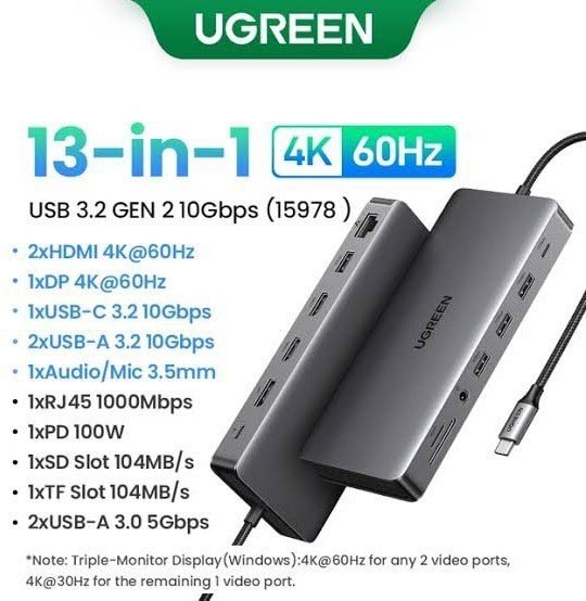UGREEN HUB TIPO C 13 EN 1