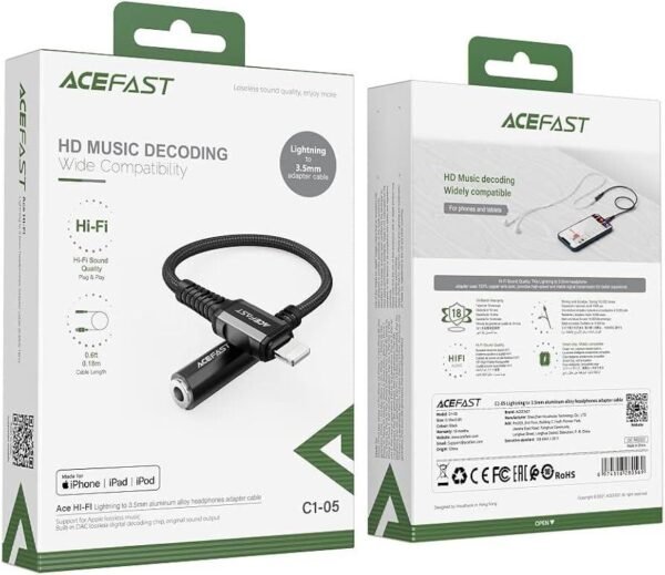 ACEFAST ADAPTADOR LIGHTNING/ AUX