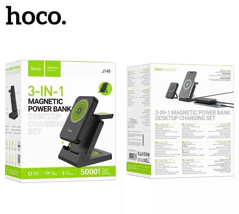 HOCO POWERBANK MAGSAFE MAGNETICO ESTACION 3 EN 1 REMATE