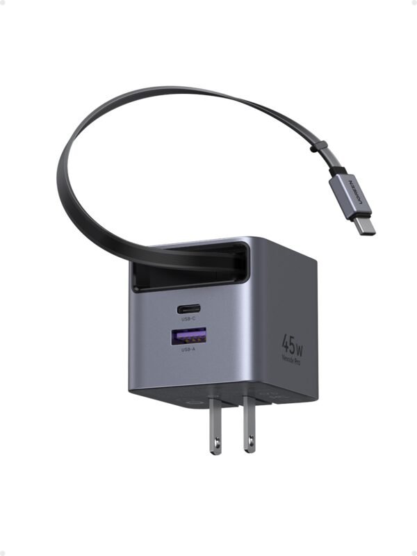 UGREEN CARGADOR NEXODE 45W CON CABLE RETRACTIL