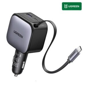 images (20) UGREEN CARGADOR PARA AUTO 60W CON CABLE RETRACTIL